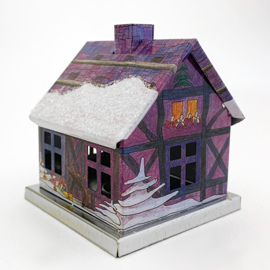 Purple Half-Timbered  Winter House Incense Smoker ~ Germany